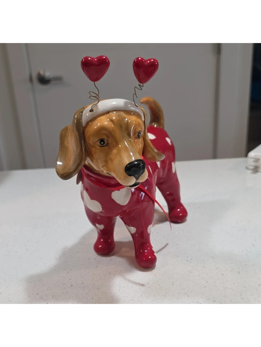 Department 56 Be Mine Valentine Dog Figurine with Heart Antennae